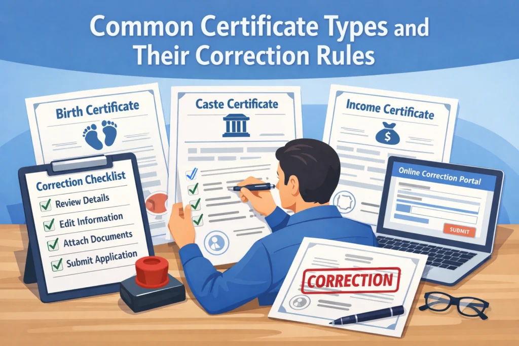 सामान्य प्रमाणपत्र प्रकार और उनके सुधार नियम